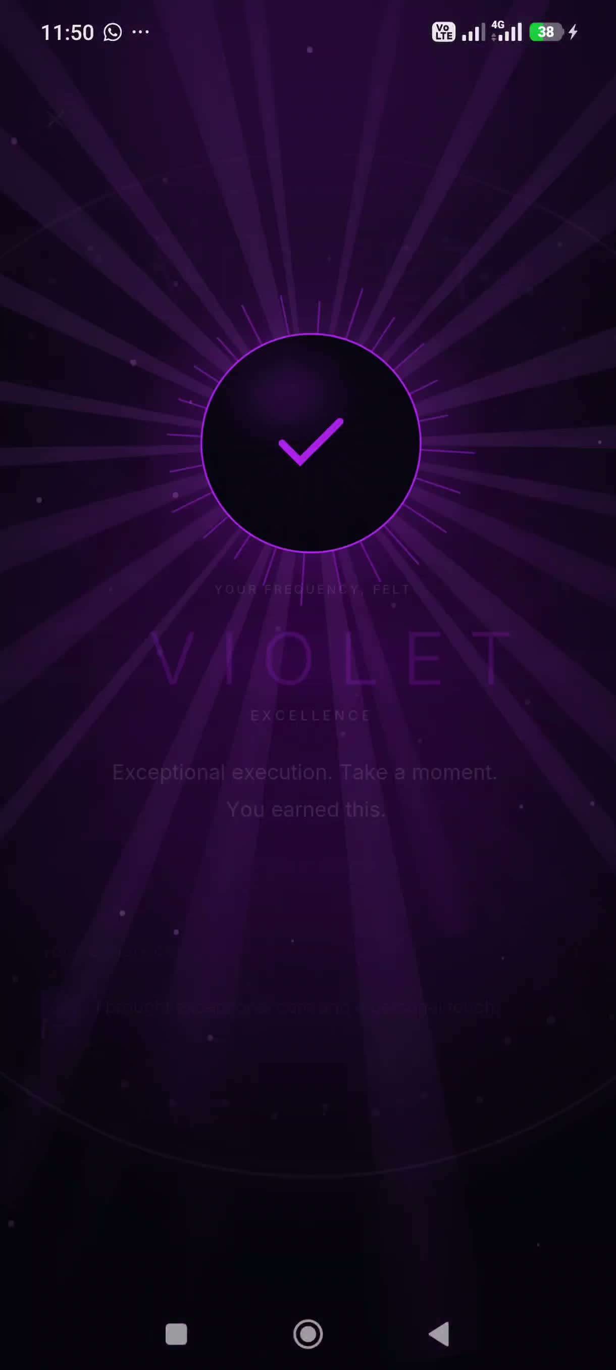 A Violet rating confirmation in the native app